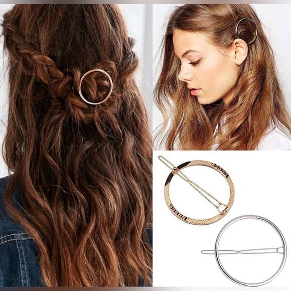 Accessories - Gold Circle & Triangle Hairpin Set | Chic Hair Accessories (Set of 2)